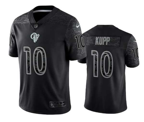 Men%27s Los Angeles Rams #10 Cooper Kupp Black Reflective Limited Stitched Football Jersey